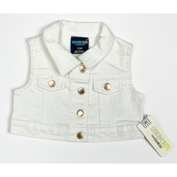 VINTAGE  NWT OSHKOSH WHITE VEST , SIZE 12 MONTHS - Picture 1 of 3